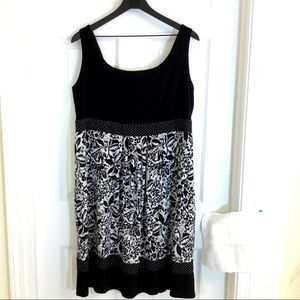 J.B.S. WOMEN LTD. Brand, BLACK & White Floral Print Dress, Size - 14 W